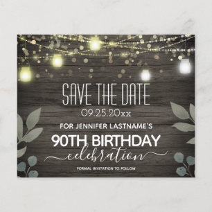 Jar Light 90th Birthday Save the Date Budget