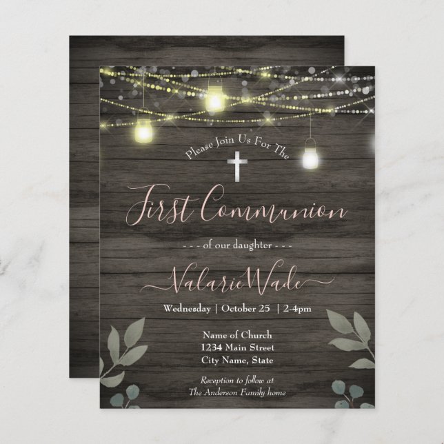 Jar Lights Rustic First Communion Budget (Front/Back)