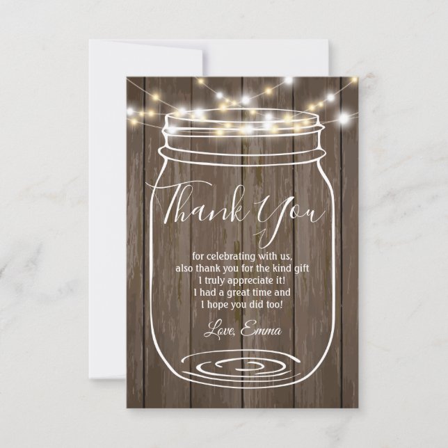 Jar, mason jar,  adult, thank you card (Front)