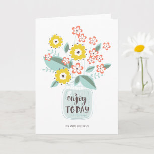 Jar of Flowers Birthday Card