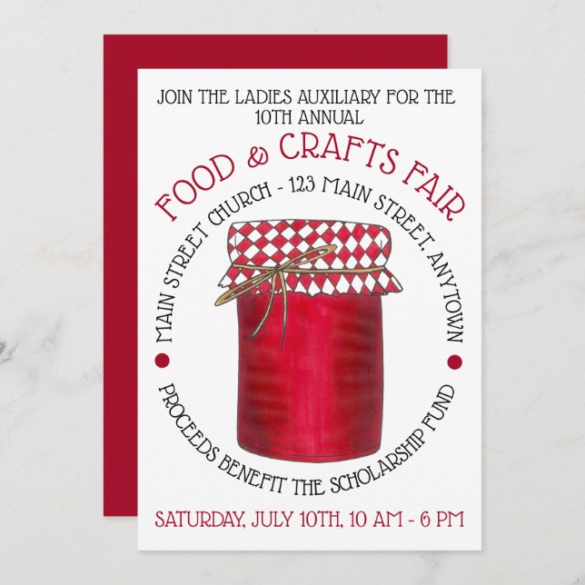 Jar of Jelly Jam Food Craft Fair Festival Invitation (Front/Back)