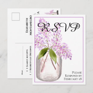 Jar of Lilacs Rustic Watercolor Wedding RSVP Postcard