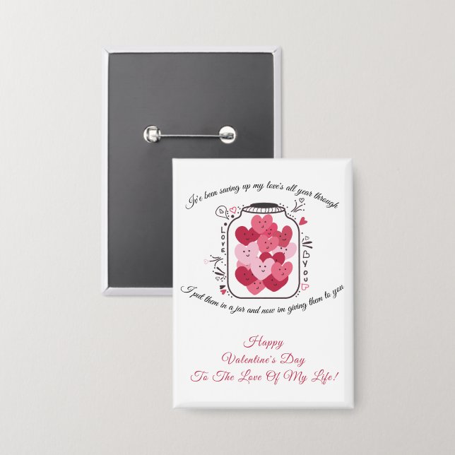 Jar Of Love Valentines Day Badge (Front/Back)