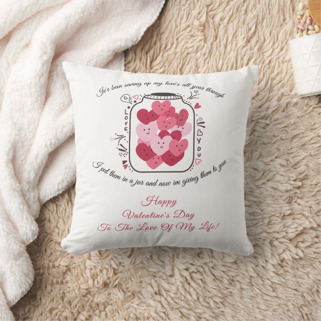 Jar Of Love Valentines Day Cushion (Blanket)