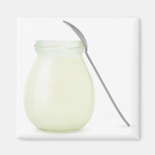 Jar of natural yogurt magnet