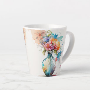 Jar of Pink Burgundy Flowers #12 Latte Mug