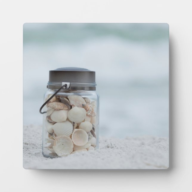 Jar Of Seashells On The Beach | Florida Plaque (Front)