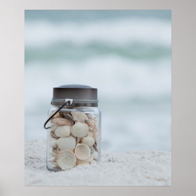 Jar Of Seashells On The Beach | Florida Poster (Front)
