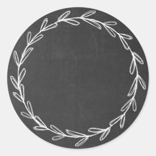 Jar/ Spice Blank Hand Drawn Wreath Chalkboard Clas Classic Round Sticker