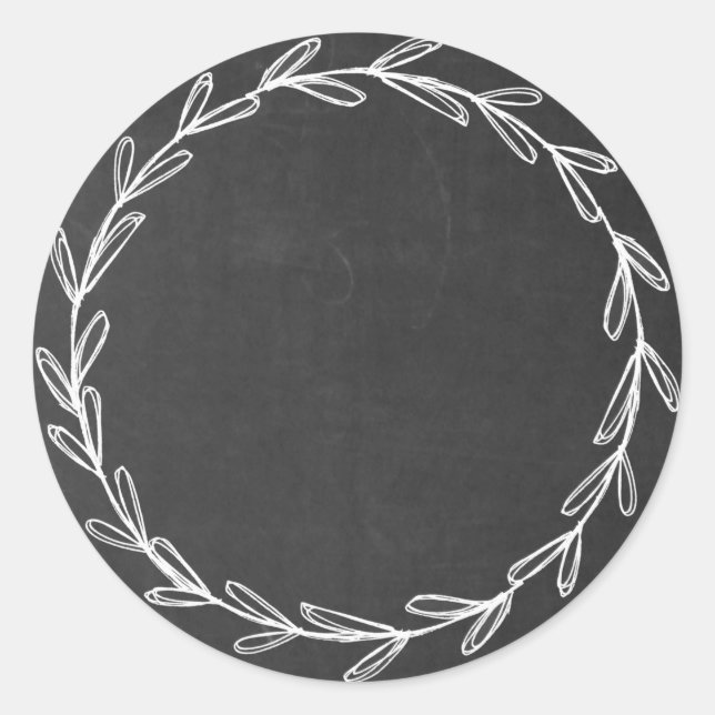 Jar/ Spice Blank Hand Drawn Wreath Chalkboard Classic Round Sticker (Front)