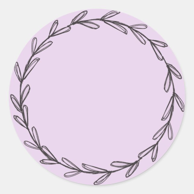 Jar/ Spice Blank Hand Drawn Wreath Purple Classic Round Sticker (Front)