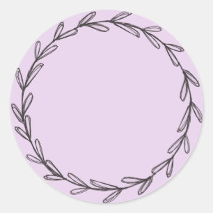 Jar/ Spice Blank Hand Drawn Wreath Purple Classic Round Sticker