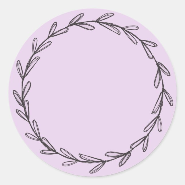 Jar/ Spice Blank Purple Hand Drawn Wreath Classic Round Sticker (Front)