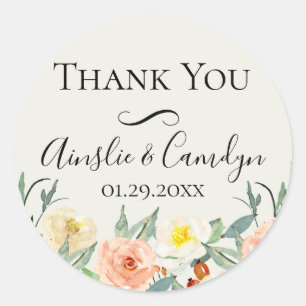 Jardin De Fleurs Wedding Thank  You Favour Classic Round Sticker