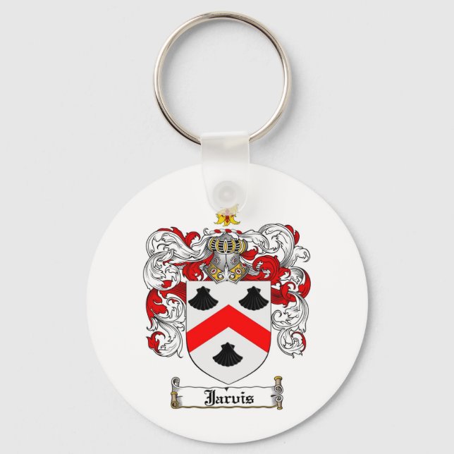 JARVIS FAMILY CREST -  JARVIS COAT OF ARMS KEY RING (Front)