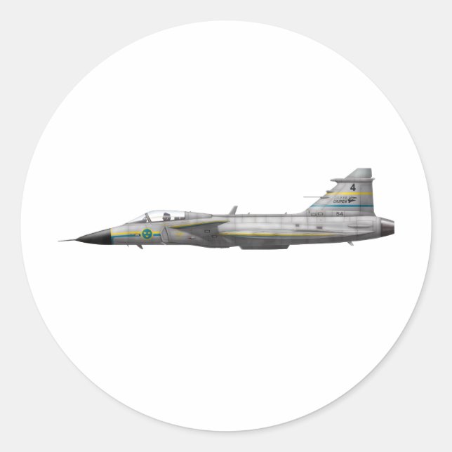 Jas 39 Gripen Classic Round Sticker (Front)