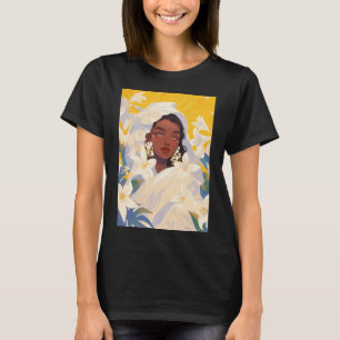 Jasmin Cute Floral Black Girl  T-Shirt