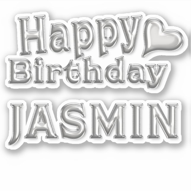 Jasmin Happy Birthday silver Sticker (Front)