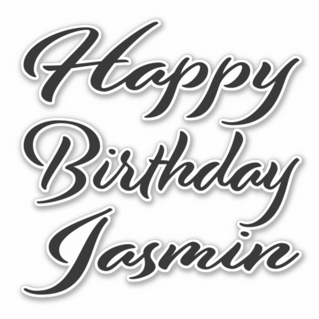 Jasmin name first name black Sticker birthday (Front)