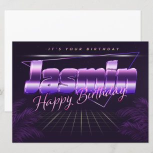 Jasmin Name Vorname lila retro Karte Geburtstag Card