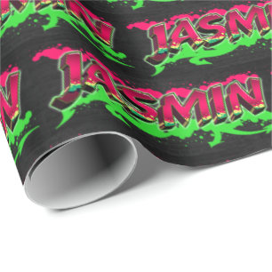 Jasmin Vorname Name Graffiti red green Wrapping Paper