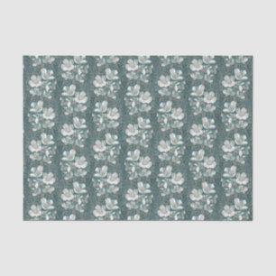 Jasmine Bloom Vintage Flowers Floral Pattern Grey Tissue Paper