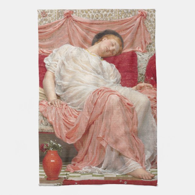 Jasmine by Albert Joseph Moore, Victorian Fine Art Tea Towel (Vertical)