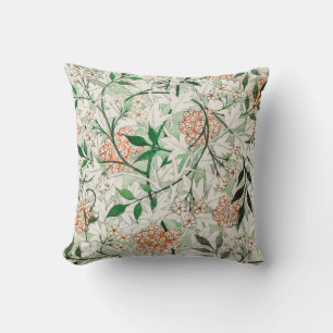 Jasmine by William Morris Green Pink White Floral Cushion