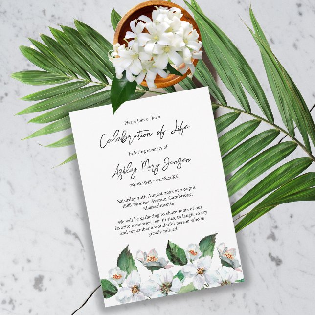 Jasmine Celebration of Life Funeral Invitation (Creator Uploaded)