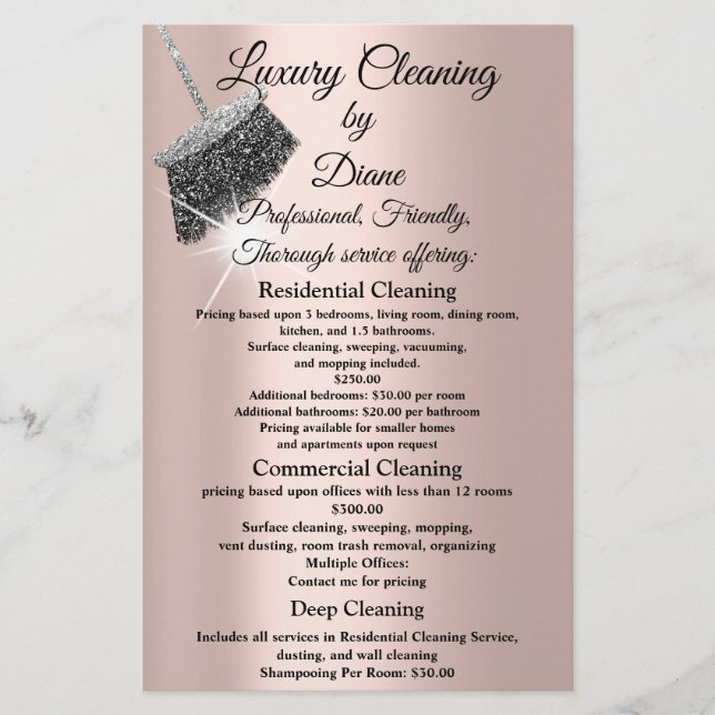 Jasmine Cleaning Service House Keeping Rose Silver Flyer (Front)