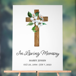Jasmine cross Memorial Funeral Acrylic Sign