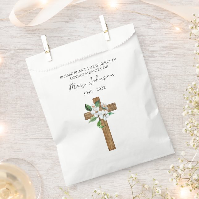 Jasmine Cross Seed Packet Funeral Favor Bag (Clipped)
