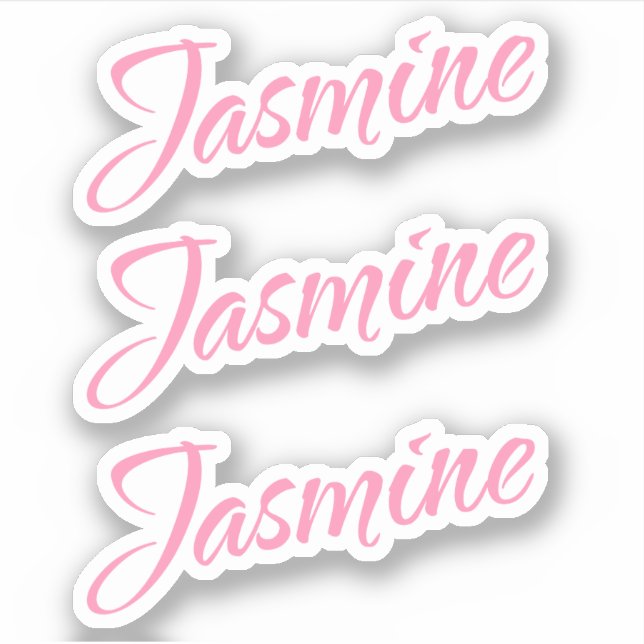 Jasmine Decorative Name in Pink x3 Sticker (Front)