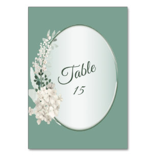 Jasmine Floral Green Geometric Wedding Party Table Number