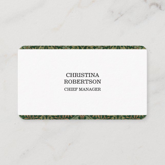 Jasmine Floral Pattern Green White Flower Garden Business Card (Front)