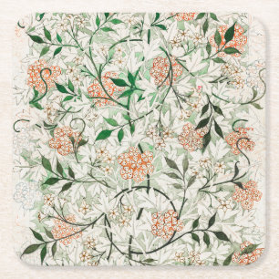 Jasmine Flower painting Artwork Square Paper Coaster