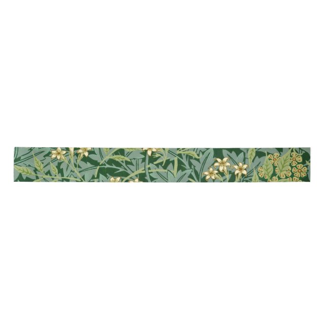 Jasmine Flower Vintage Ornament Illustration Satin Ribbon (Front)