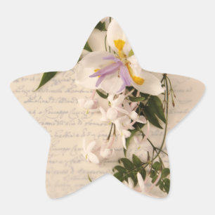 jasmine flowers and lily with script star sticker