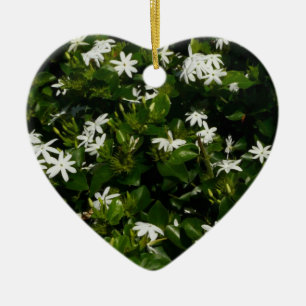 Jasmine Flowers Tropical Floral Botanical Ceramic Ornament