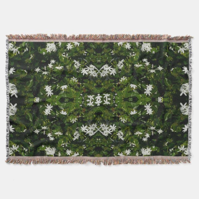 Jasmine Flowers Tropical Floral Botanical Throw Blanket (Front)