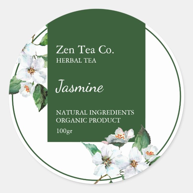 Jasmine Herbal Tea Business Label (Front)