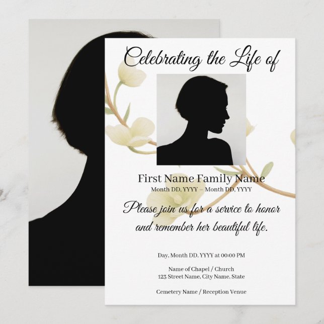 Jasmine memorial invitation (Front/Back)