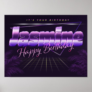 Jasmine name First name lila retro Poster