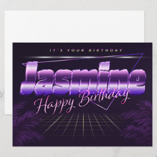 Jasmine Name Vorname lila retro Karte Geburtstag Card