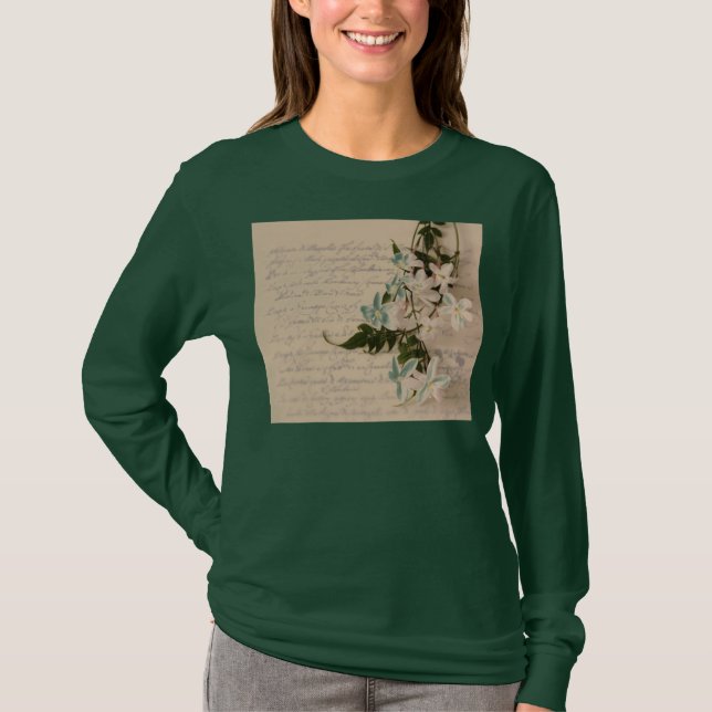 jasmine on old script ladies long sleeve t-shirt (Front)