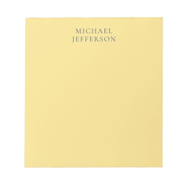 Jasmine & Slate Grey Minimalist Plain Modern Name Notepad (Front)