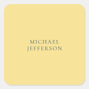 Jasmine & Slate Grey Minimalist Plain Modern Name Square Sticker