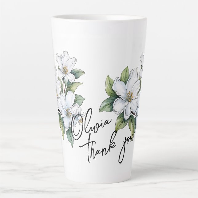 Jasmine "Thank you!" Editable Slogan & Name Latte Mug (Front)