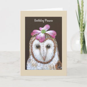 Jasmine the barn owl birthday card