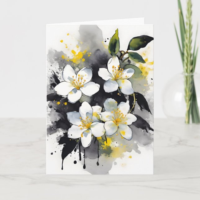 Jasmine - Watercolor flowers Card (Front)